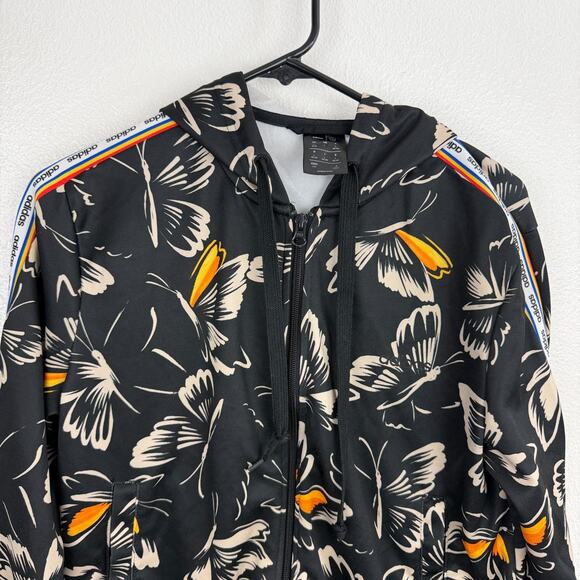 Adidas Farm RIO Track Jacket Womens Large Black Full Zip Butterfly Logo Stripe - Picture 2 of 9